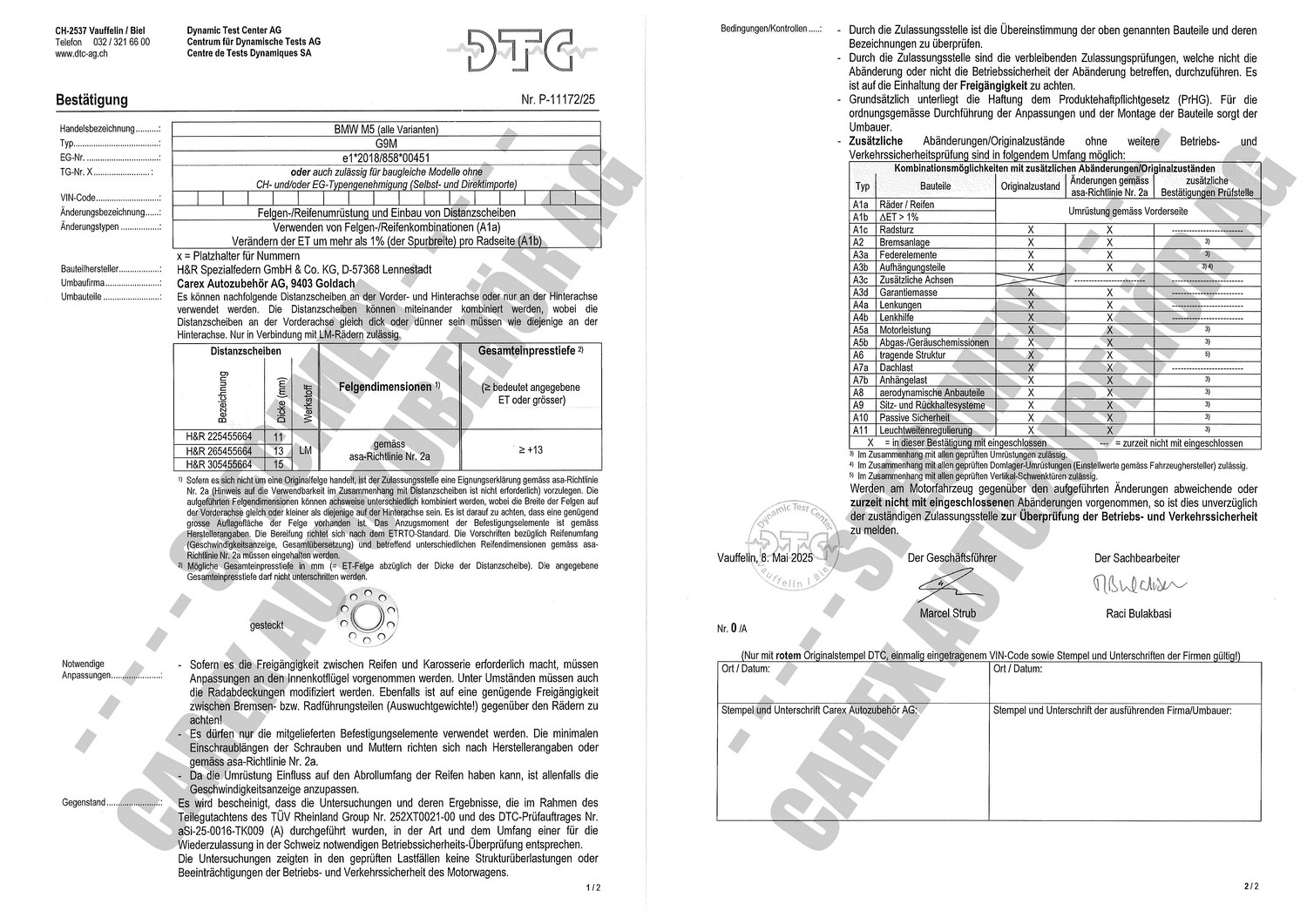 Perizia DTC P-11172/25 relativa al set DR Perizia DTC P-11172/25 relativa al set DR