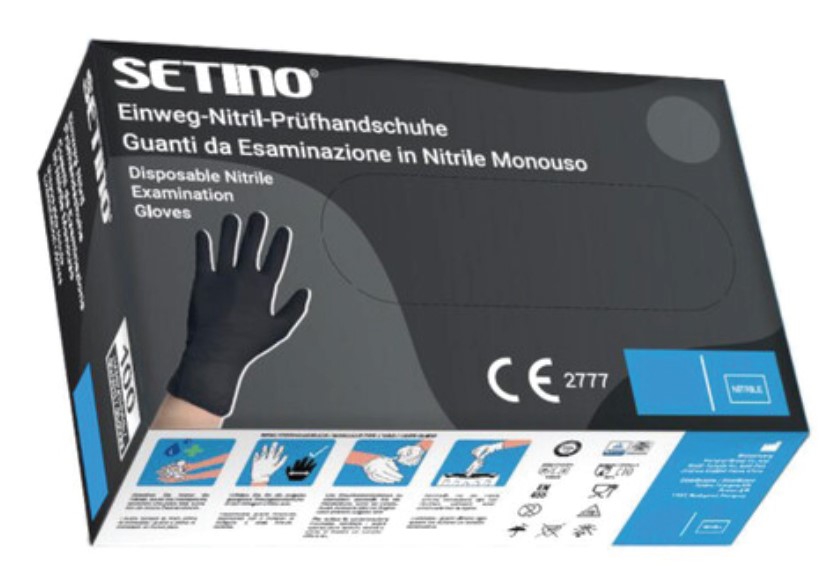 SETINO Nitril Handschuhe, schwarz, puderfrei SETINO Nitril Handschuhe, schwarz, puderfrei