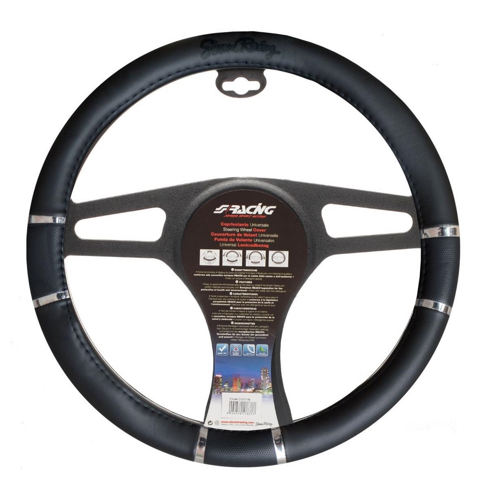 Housse de volant SIMONI RACING Chrome + Noir
