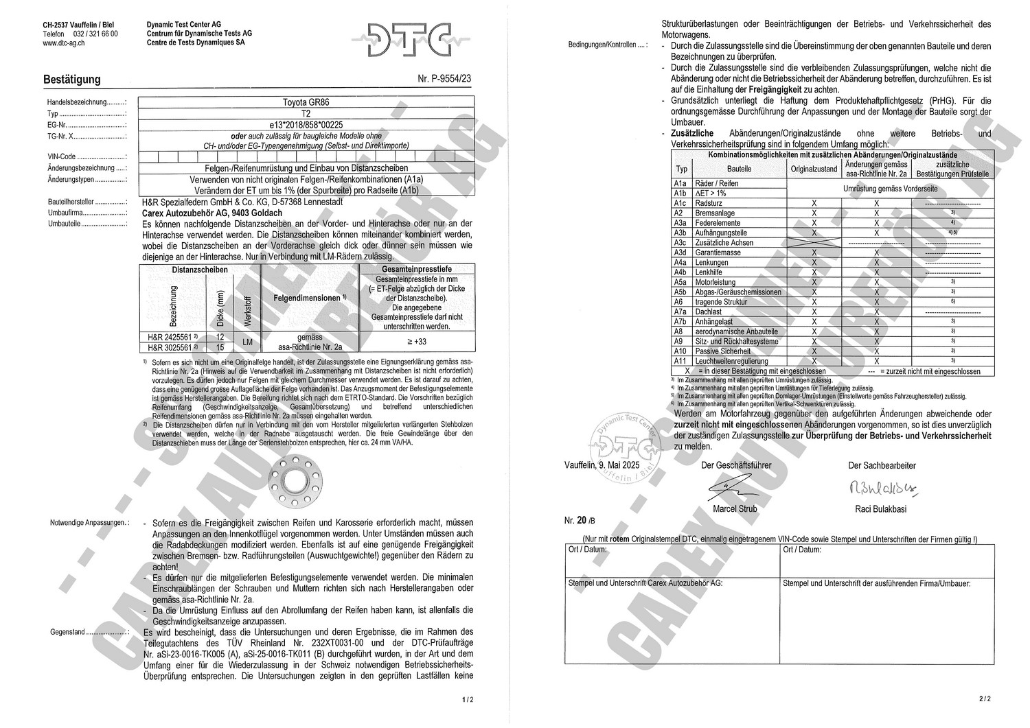 DTC-Gutachten P-9554/23 zu DR-Set