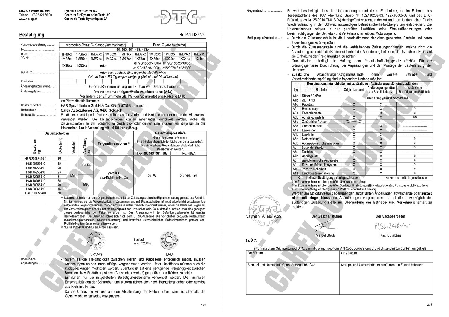 Perizia DTC P-11187-25 relativa al set DR