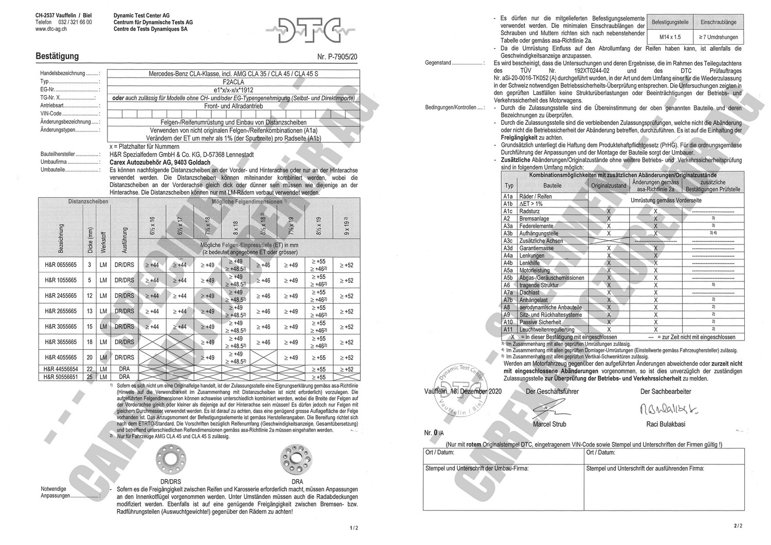 DTC-Gutachten P-7905/20 zu DR-Set DTC-Gutachten P-7905/20 zu DR-Set