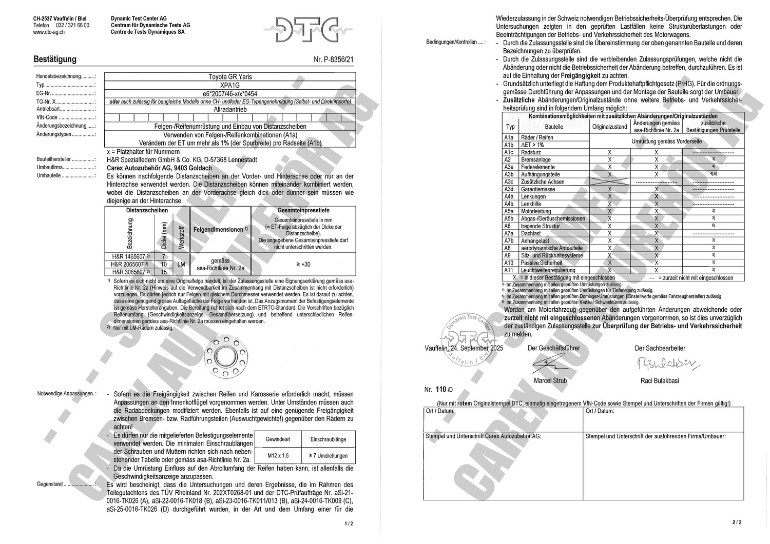 DTC-Gutachten P-8356/21 zu DR-Set DTC-Gutachten P-8356/21 zu DR-Set