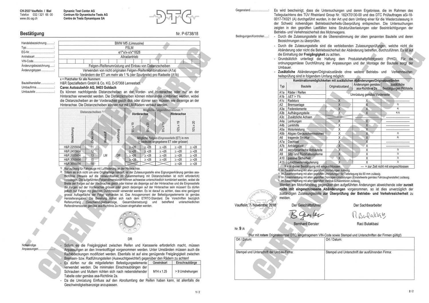 DTC-Gutachten P-6738/18 zu DR-Set DTC-Gutachten P-6738/18 zu DR-Set