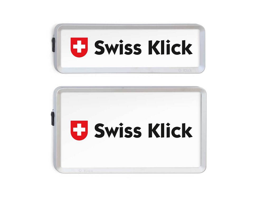 SWISS KLICK Nummernrahmen/Wechselhalter Set SWISS KLICK Nummernrahmen/Wechselhalter Set