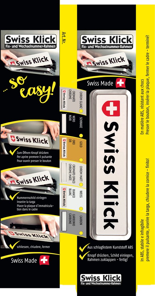 SWISS KLICK Nummernrahmen/Wechselrahmen Set