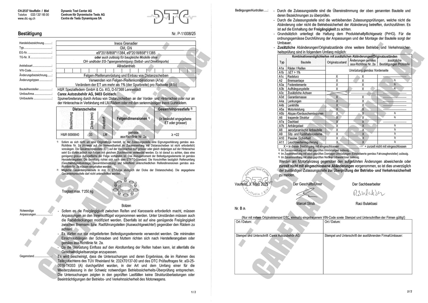 Perizia DTC P-11008/25 relativa al set DR Perizia DTC P-11008/25 relativa al set DR