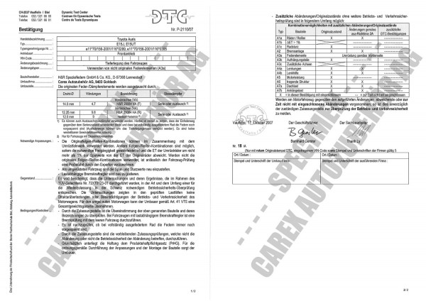 DTC-Gutachten P-2110/07 zu Federn