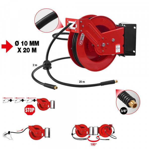 KS TOOLS Druckluft-Schlauchaufroller Ø10 mm,