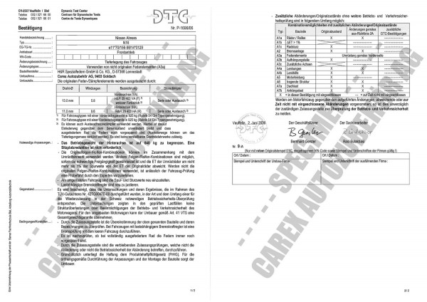 DTC-Gutachten P-1696/06 zu H&amp;R-Federn