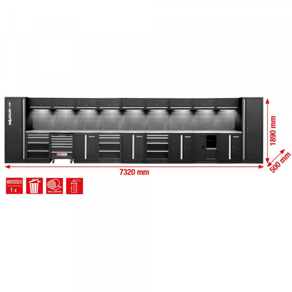 KS TOOLS Werkstatt-Schranksystem, gerade, 7320 x
