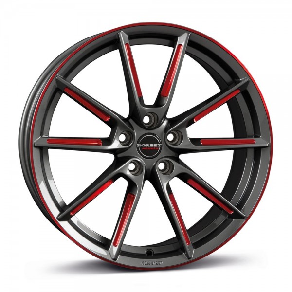 Borbet LX Felge Graphite Spoke Rim Red Polished