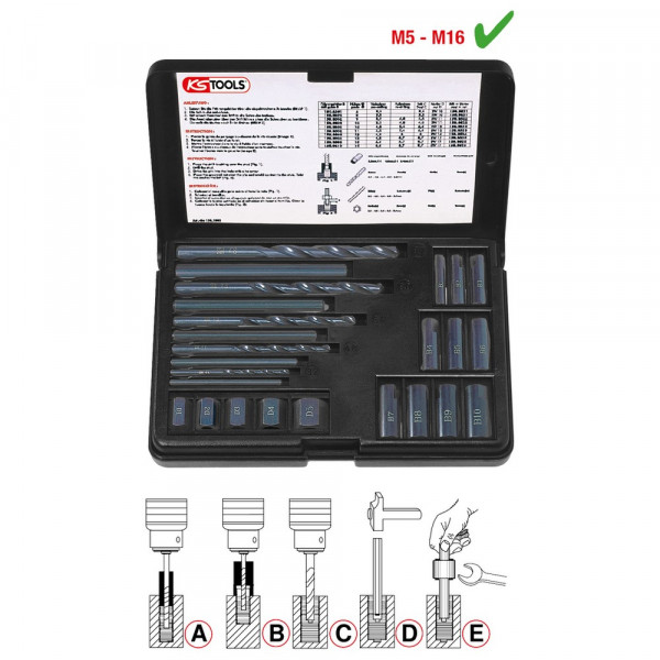 KS TOOLS Gewindeausdreh-Satz, 25-tlg