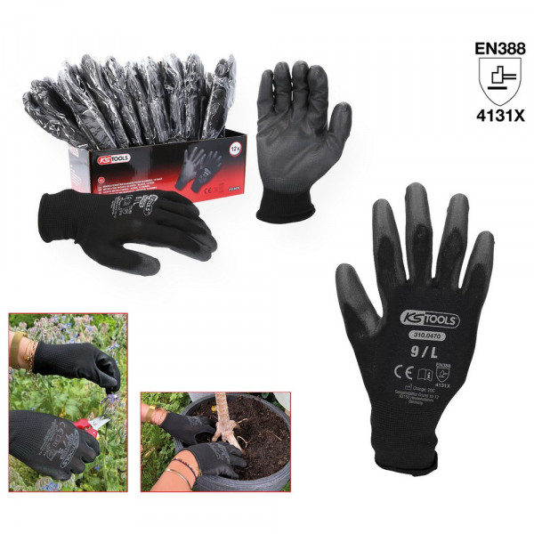 KS TOOLS Mikro-Feinstrickhandschuhe-schwarz,