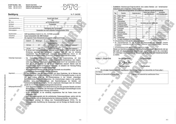 DTC-Gutachten P-2443/08 zu Federn