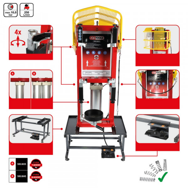 KS TOOLS Druckluft-Stand-Federspanner mit
