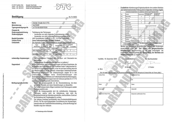 DTC-Gutachten P-418/00 zu Cup-Kit-Fw.