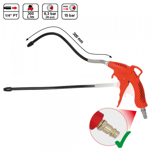 KS TOOLS Druckluft-Ausblaspistole mit flexibler