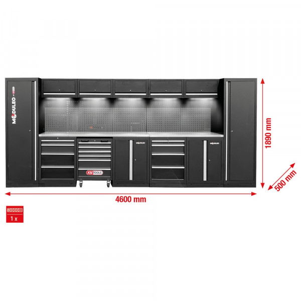 KS TOOLS Werkstatt-Schranksystem, gerade, 4600 x