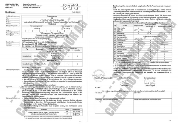 DTC-Gutachten P-3393/11 zu Gewindefw. 29040-1