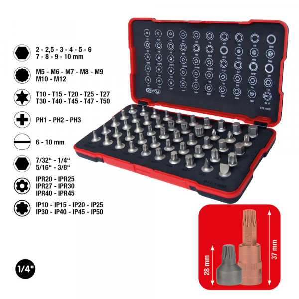 KS TOOLS 1/4&quot; Bit-Stecknuss-Satz, extra kurz,