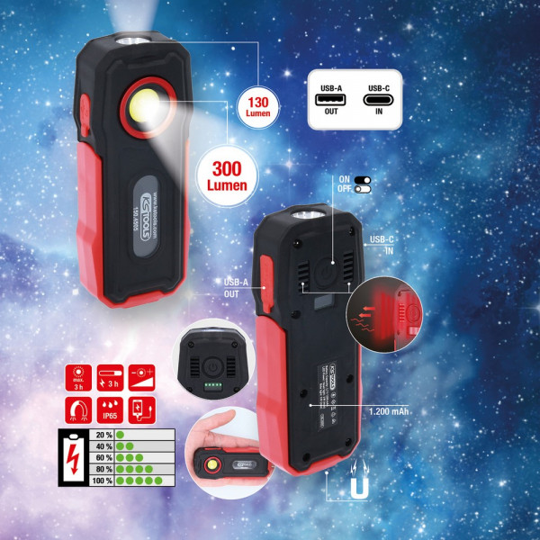 KS TOOLS Mobile Werkstatt-Handlampe,