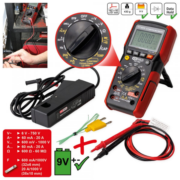 KS TOOLS Digital Multimeter inkl. Prüfspitzen