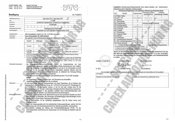 DTC-Gutachten P-4264/13 zu Federn