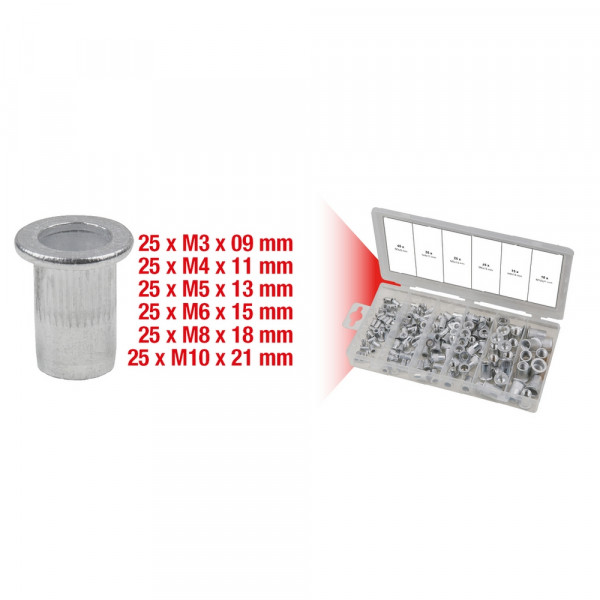 KS TOOLS Sortiment Gewindenieten,Aluminium 150tlg