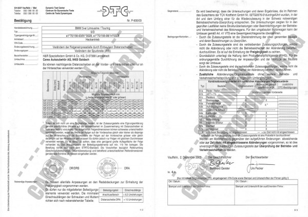 DTC-Gutachten P-935/03 zu DR-Set