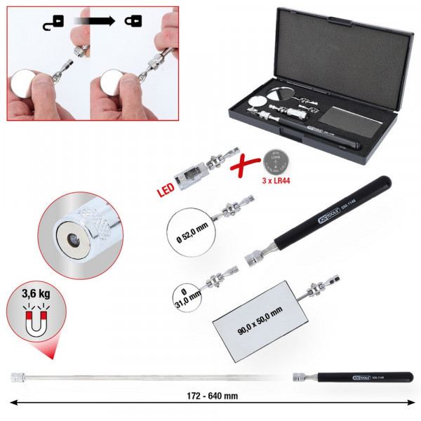 KS TOOLS Flexibler Inspektions-Spiegel-Satz,