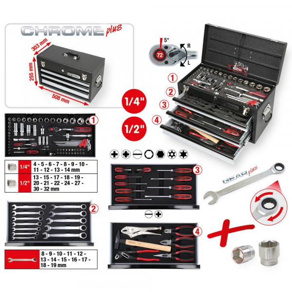 KS TOOLS 1/4&quot;+1/2&quot; CHROMEplus