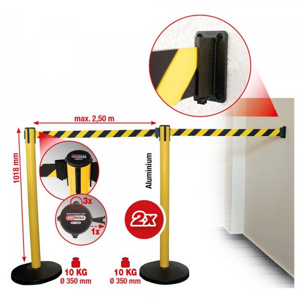 KS TOOLS Sperrgurtpfosten, Gurt schwarz-gelb