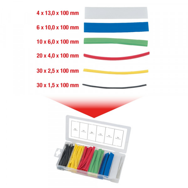 KS TOOLS Sortiment Schrumpfschläuche, farbig 100