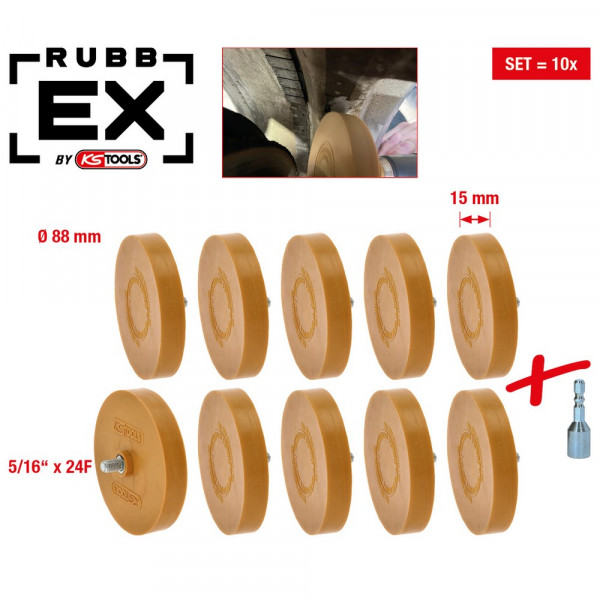 KS TOOLS Gummi-Radierteller, 88mm, 10er Pack
