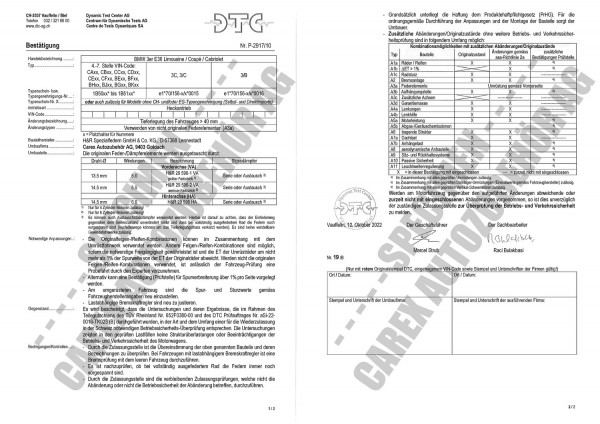 DTC-Gutachten P-2917/10 zu Federn