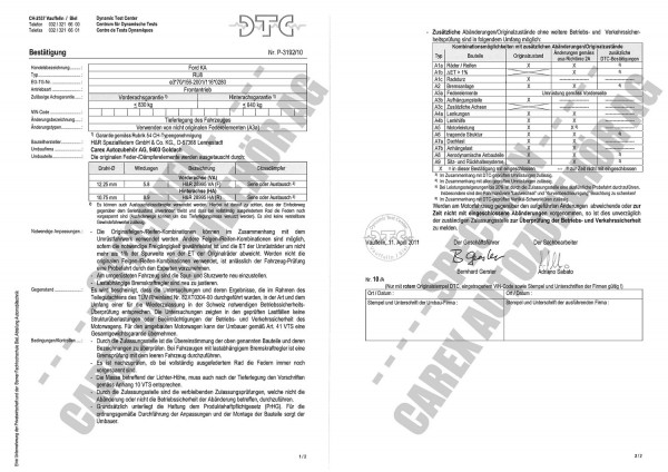 DTC-Gutachten P-3192/10 zu Federn