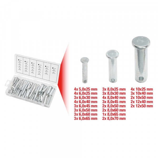 KS TOOLS Sortiment Sicherungsbolzen, Ø 2,5-10mm