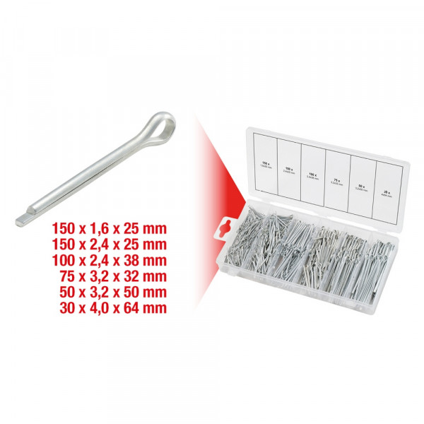 KS TOOLS Sortiment Splinte 1,6x25,4mm-4,0x63,5mm,