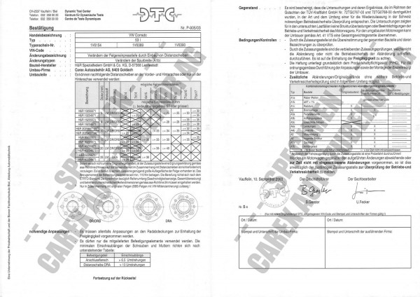 DTC-Gutachten P-905/03 zu DR-Set