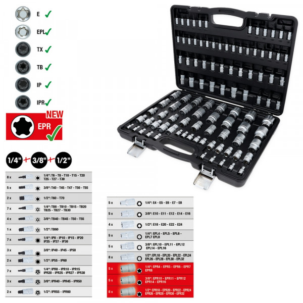KS TOOLS 1/4&quot;+3/8&quot;+1/2&quot; Torx-Steckschlüssel-Satz,