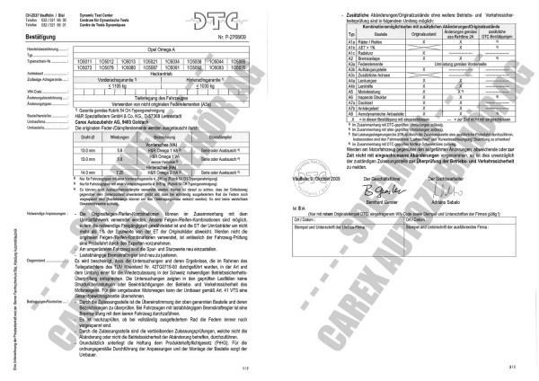 DTC-Gutachten P-2768/09 zu Federn