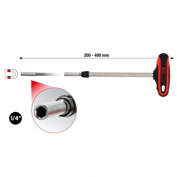 KS TOOLS 1/4&quot; Teleskop-Bithalter mit T-Griff