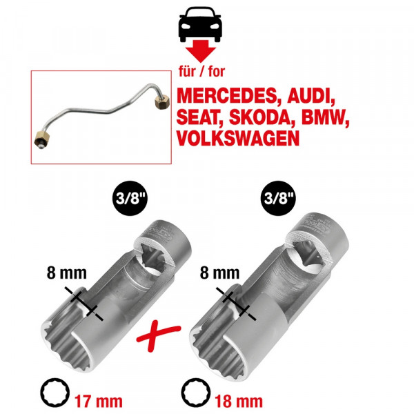 KS TOOLS 3/8&quot; Einspritzleitungs-Schlüssel-Satz,