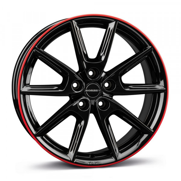 Borbet LX19 80940 black glossy rim red KBA 54465
