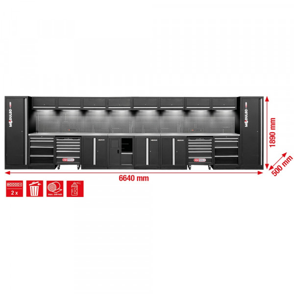 KS TOOLS Werkstatt-Schranksystem, gerade, 6640 x