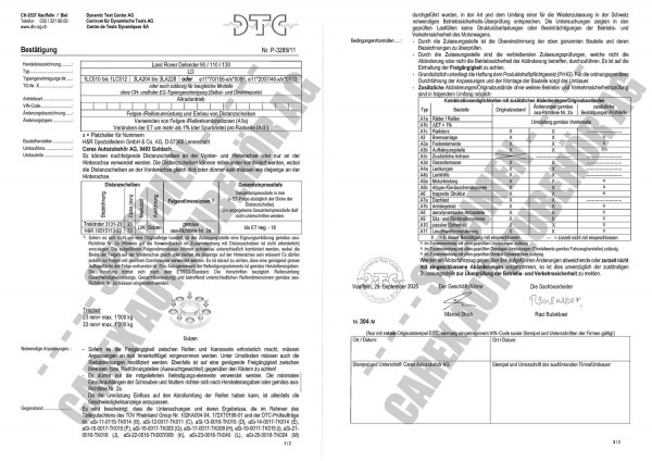 DTC-Gutachten P-3285/11 zu DR-Set für Defender
