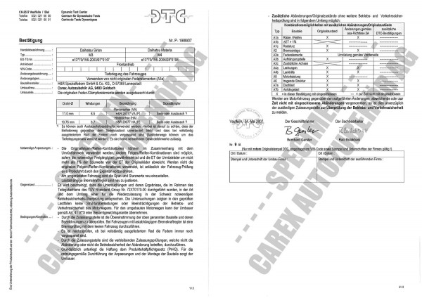 DTC-Gutachten P-1988/07 zu Federn