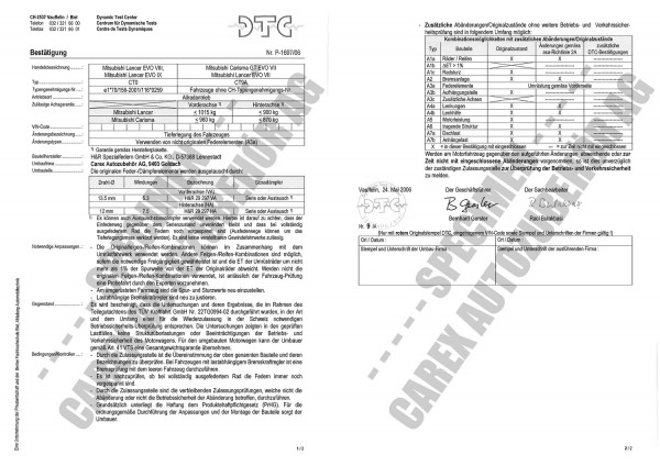 DTC-Gutachten P-1697/06 zu H&amp;R-Federn