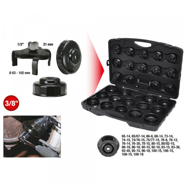 KS TOOLS 3/8&quot; Ölfilterschlüssel-Satz, 30-tlg